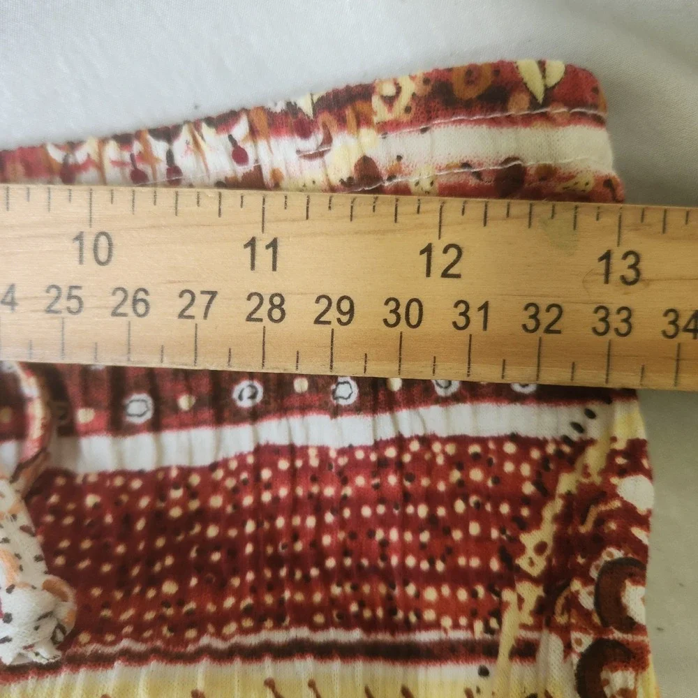 Y2K‎ Zoey Beth Boho Midi Skirt M Crinkle Elastic Waist Geometric Print USA Made - Picture 6 of 7